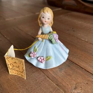 Josef Original November Birthday Girl Figurine Blue Dress Cornucopia George Good
